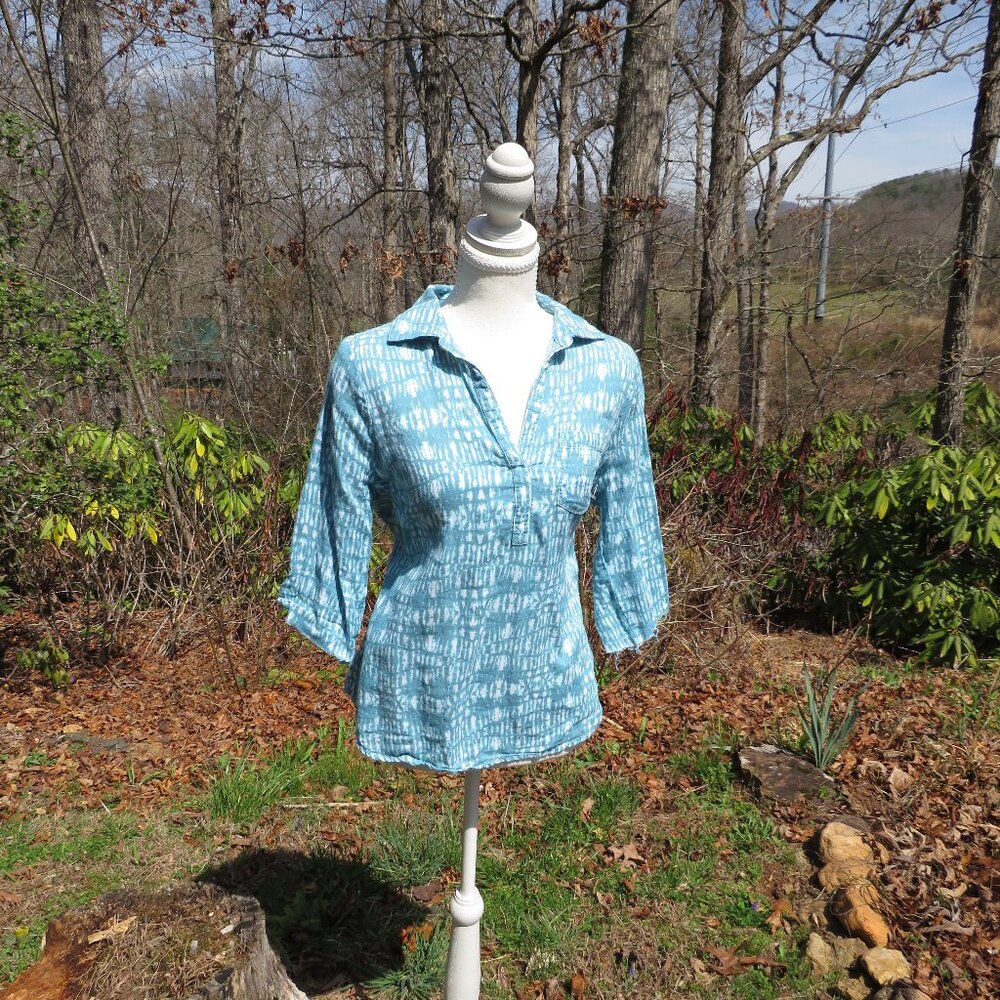🌿 Aventura Organic Cotton Tie-Dye Tunic Top | Teal Blue Boho Chic